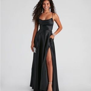 Winslow Formal Satin Lace Up Dress